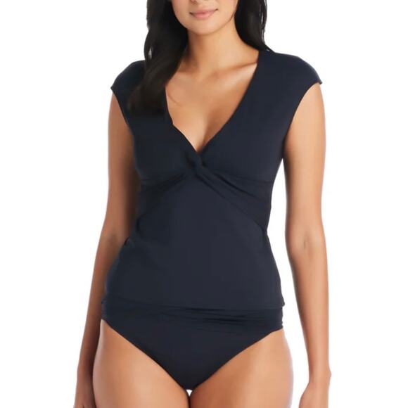 Bleu Rod Beattie Black Lets Get Twisted Cap Sleeve Tankini 4 NWT - Picture 1 of 3